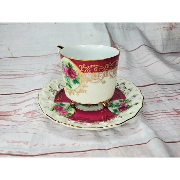 L M Royal Halsey Very Fine Japan Tea Cup & Saucer Set – Gold Trim & Elegant - Picture 4 of 12